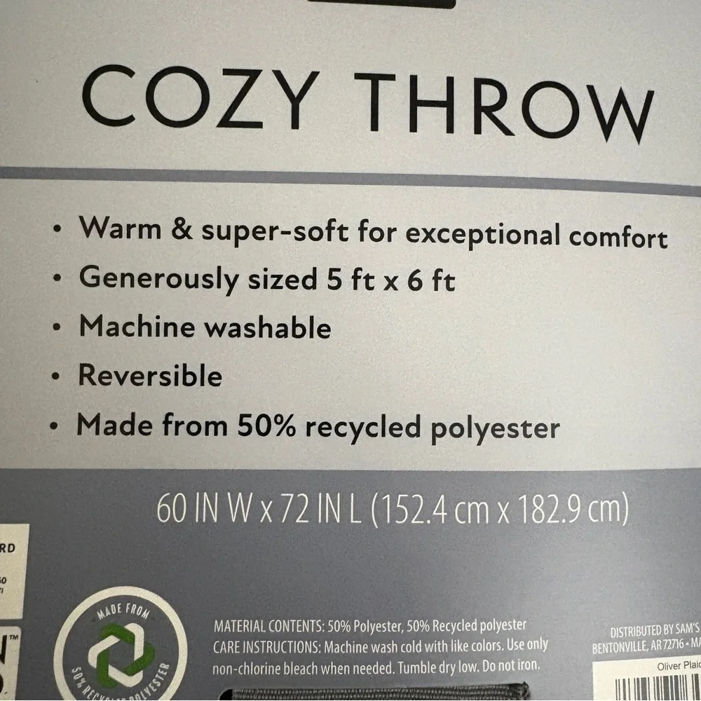 Member's Mark Cozy Throw Blanket - Gray, White, Pink